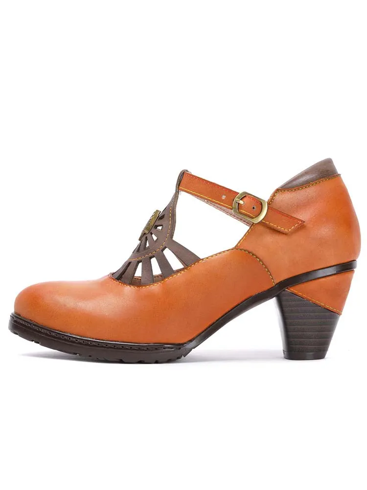 Retro Leather Grace Adjustable Belt Shoes