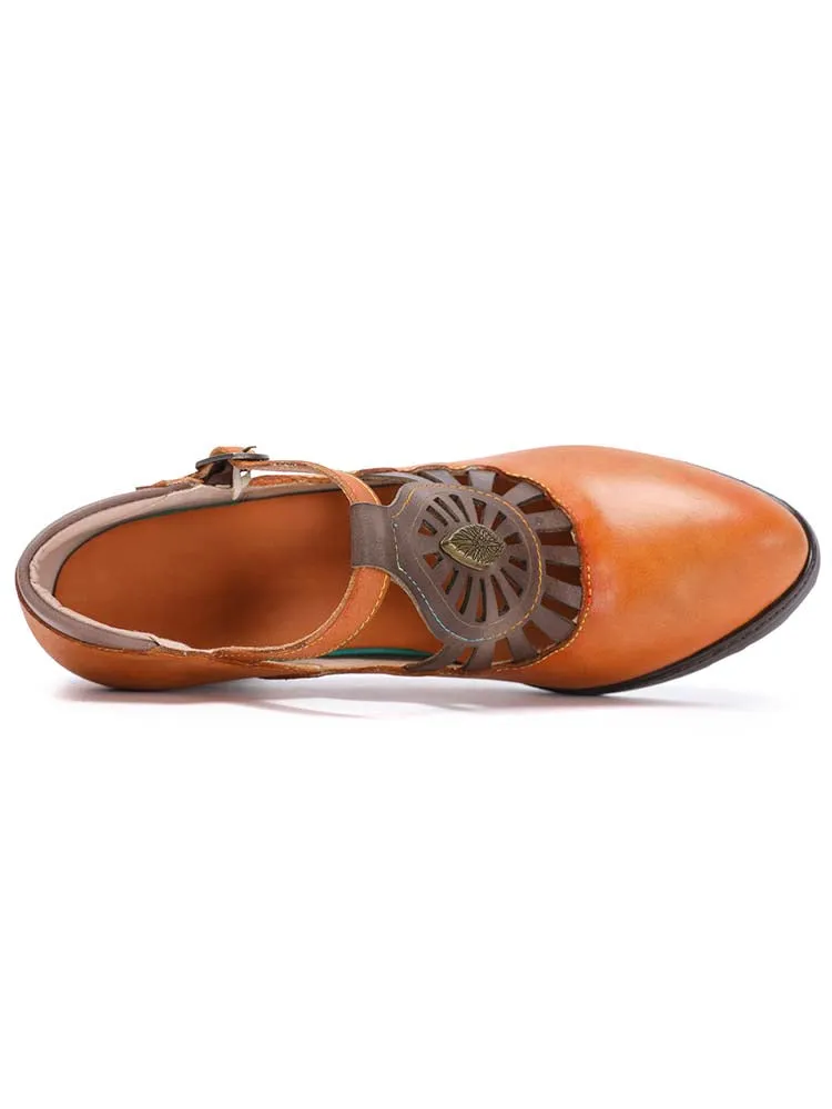 Retro Leather Grace Adjustable Belt Shoes