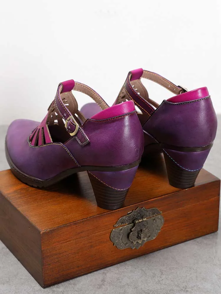 Retro Leather Grace Adjustable Belt Shoes