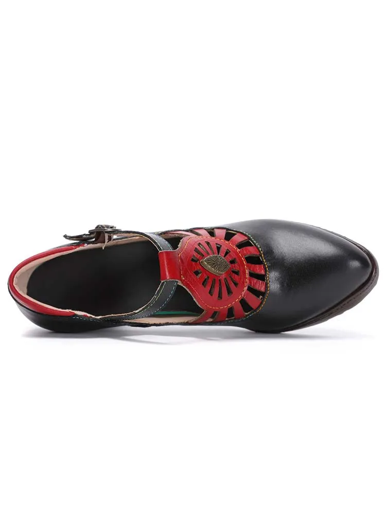 Retro Leather Grace Adjustable Belt Shoes