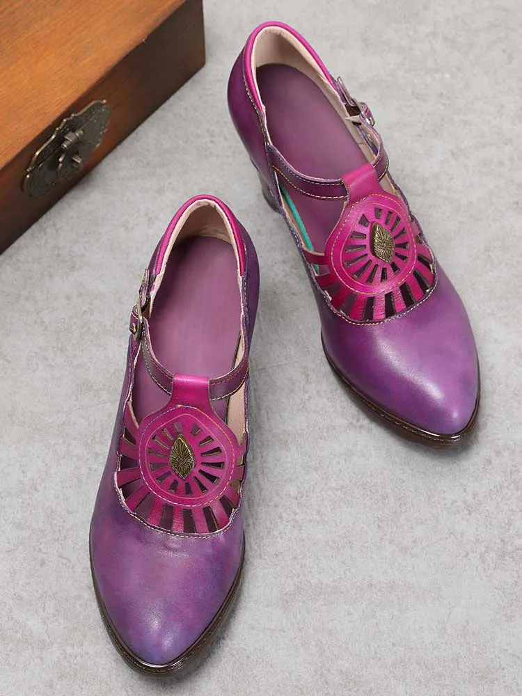 Retro Leather Grace Adjustable Belt Shoes