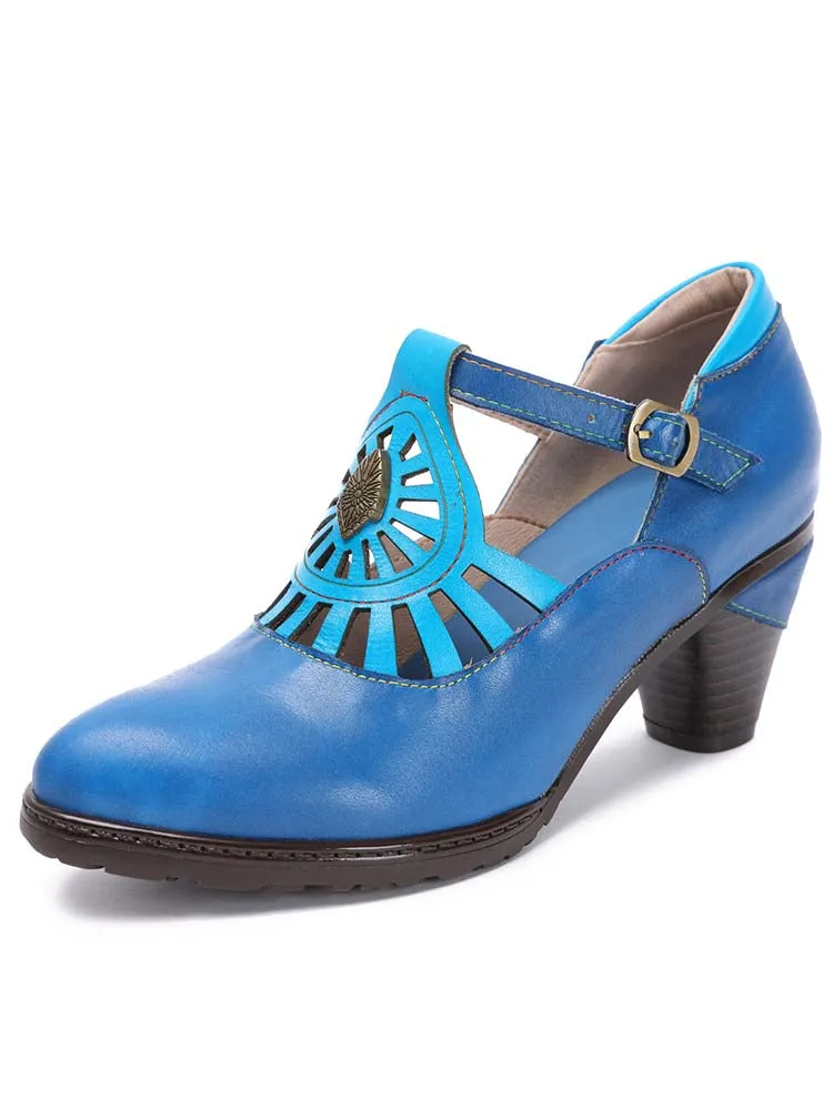 Retro Leather Grace Adjustable Belt Shoes