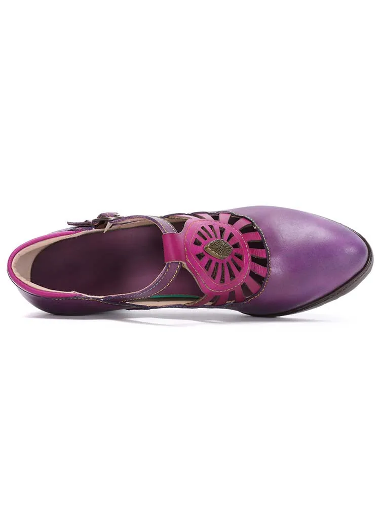 Retro Leather Grace Adjustable Belt Shoes