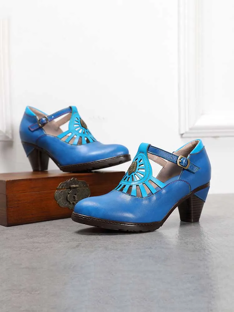 Retro Leather Grace Adjustable Belt Shoes