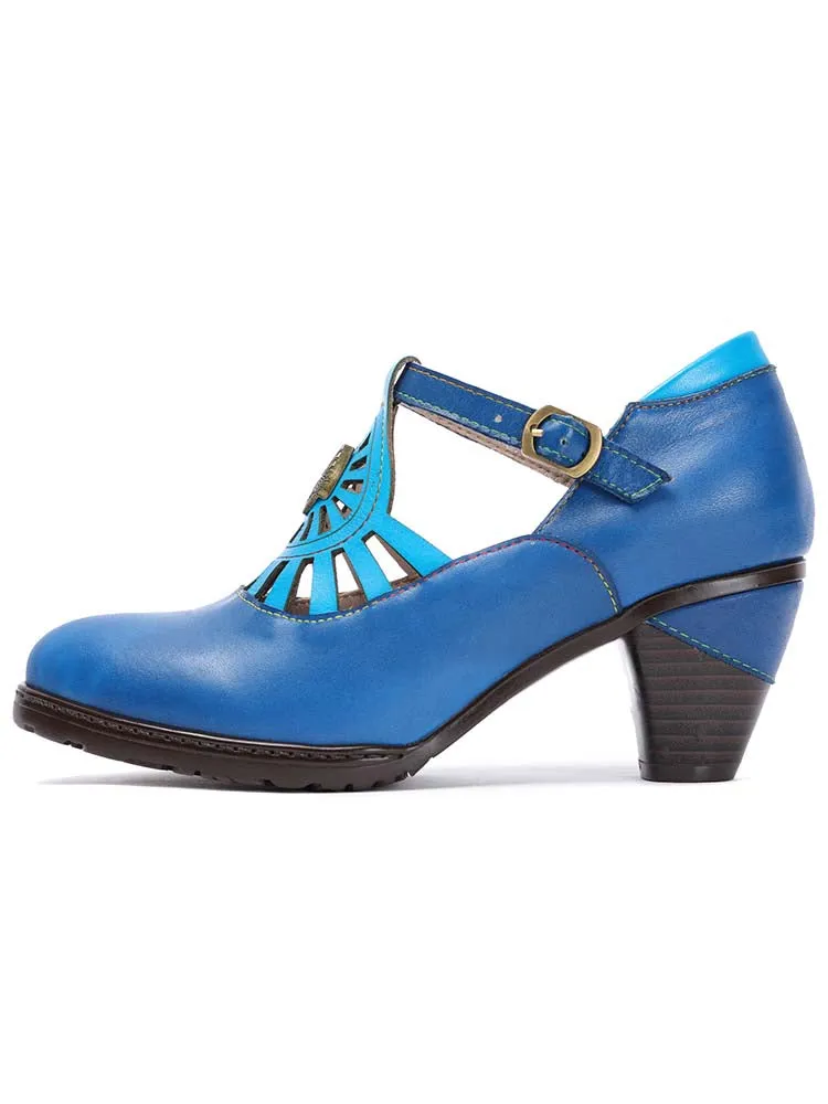 Retro Leather Grace Adjustable Belt Shoes