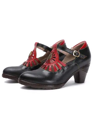 Retro Leather Grace Adjustable Belt Shoes