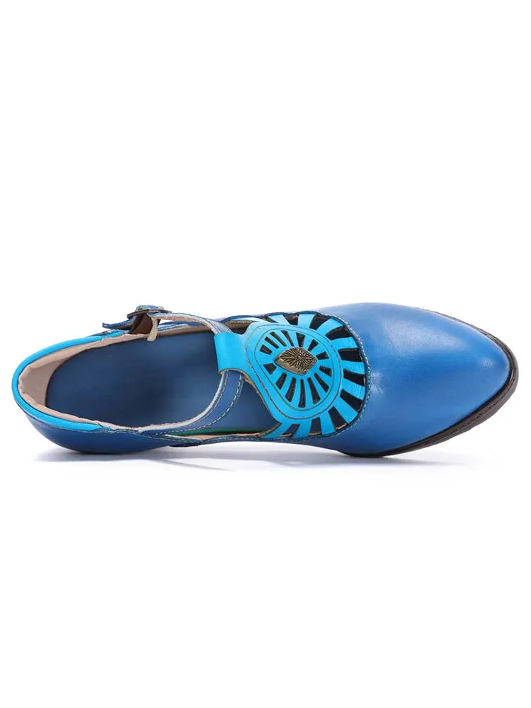 Retro Leather Grace Adjustable Belt Shoes