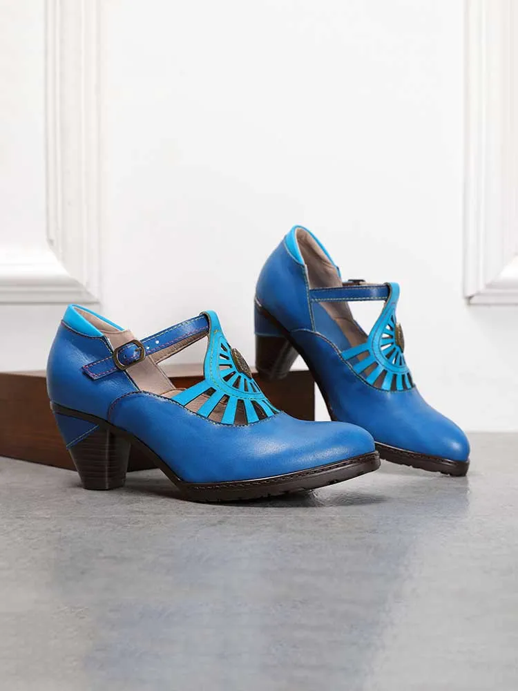 Retro Leather Grace Adjustable Belt Shoes