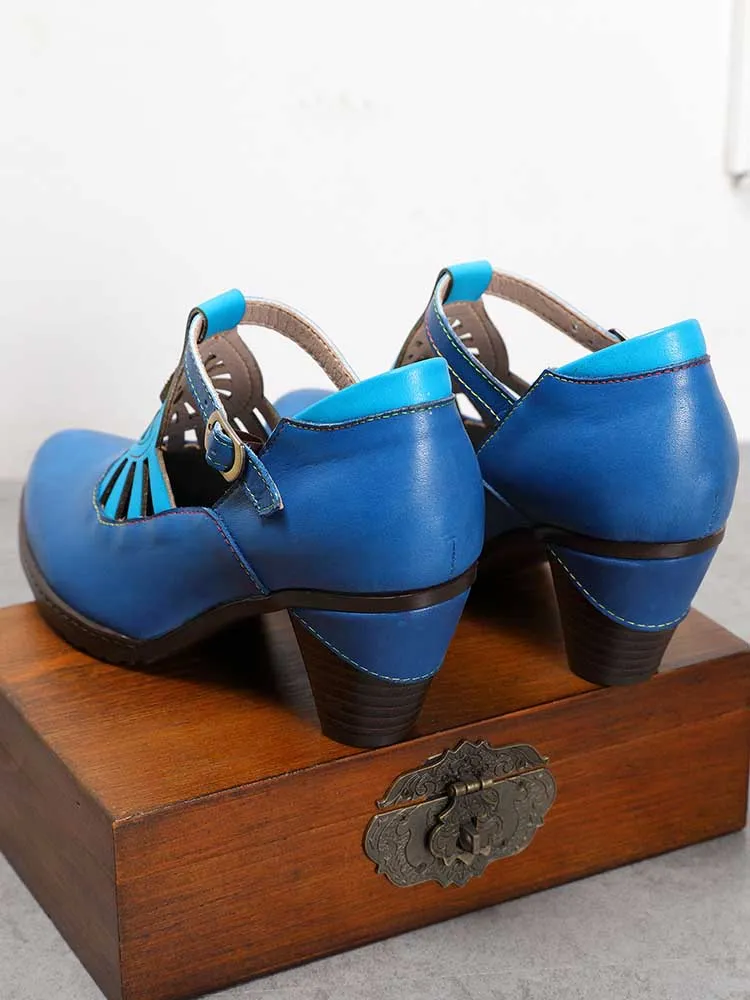 Retro Leather Grace Adjustable Belt Shoes