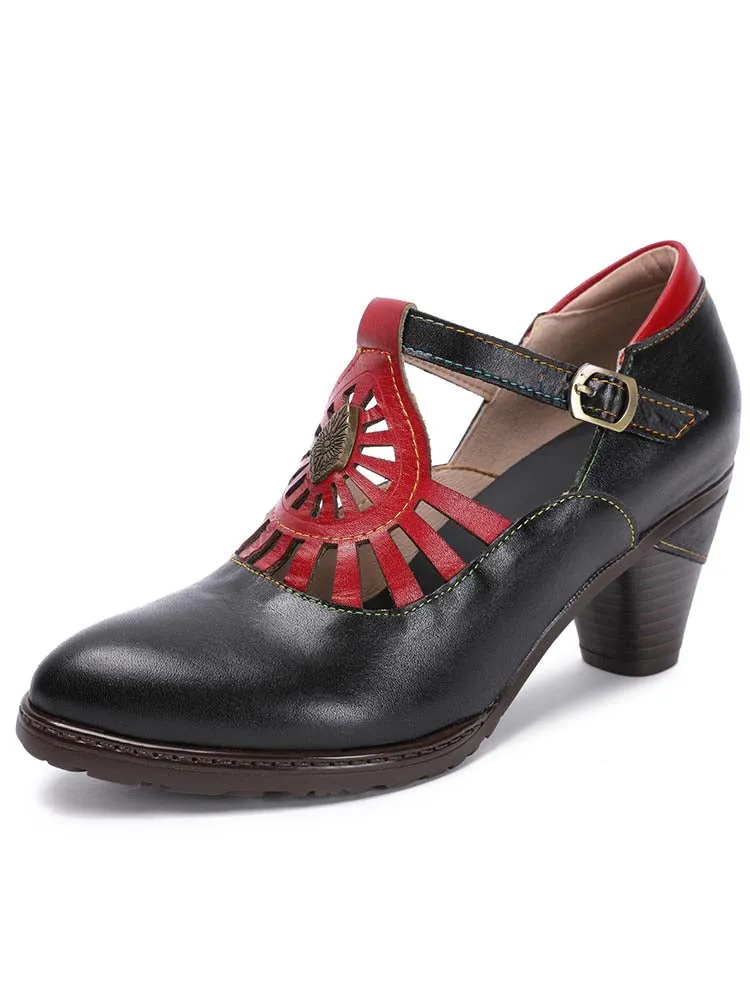 Retro Leather Grace Adjustable Belt Shoes