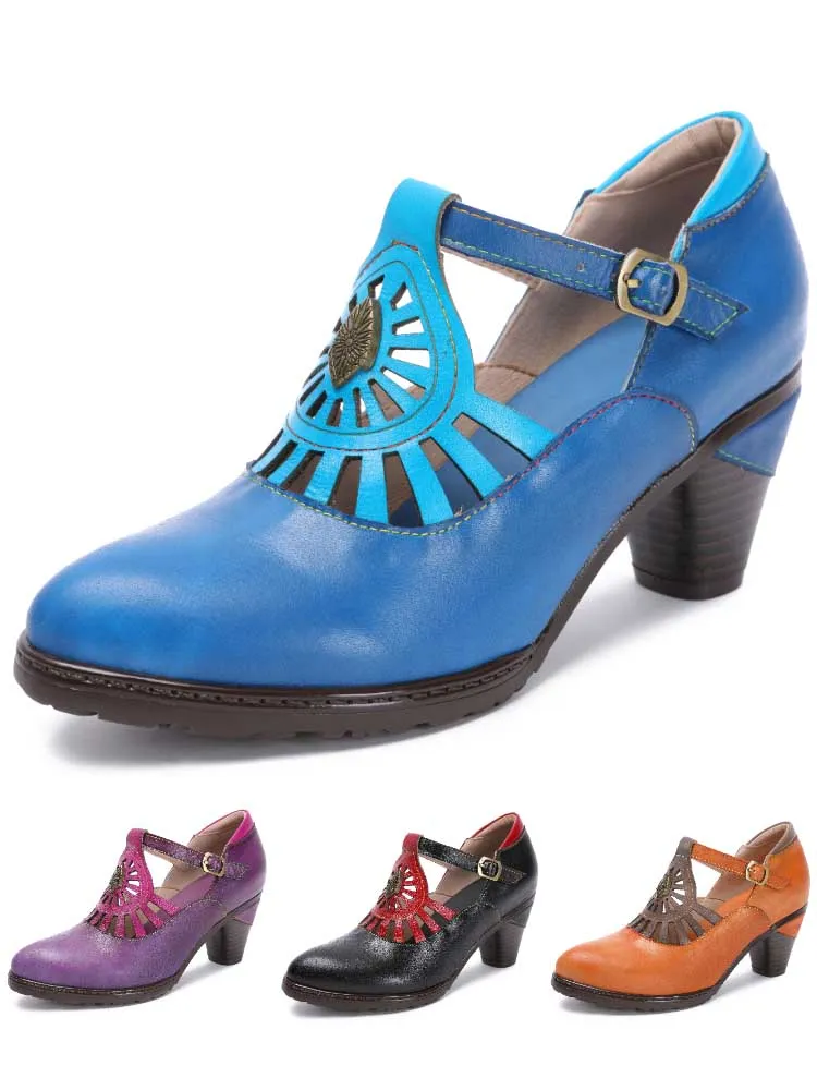 Retro Leather Grace Adjustable Belt Shoes