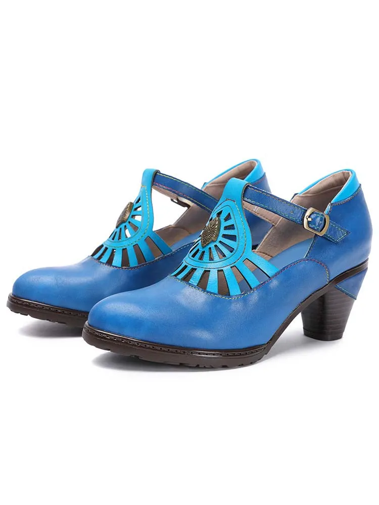 Retro Leather Grace Adjustable Belt Shoes
