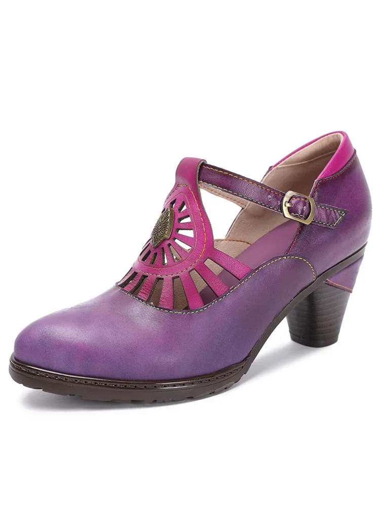 Retro Leather Grace Adjustable Belt Shoes