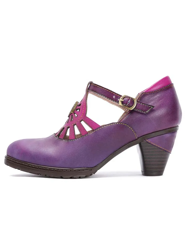 Retro Leather Grace Adjustable Belt Shoes