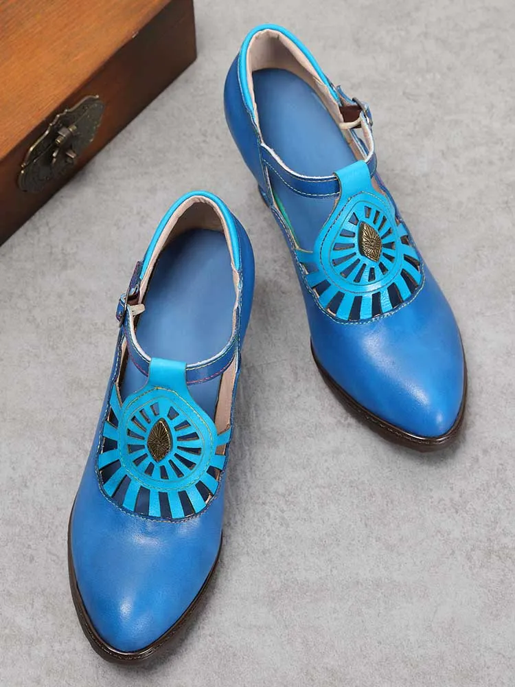 Retro Leather Grace Adjustable Belt Shoes