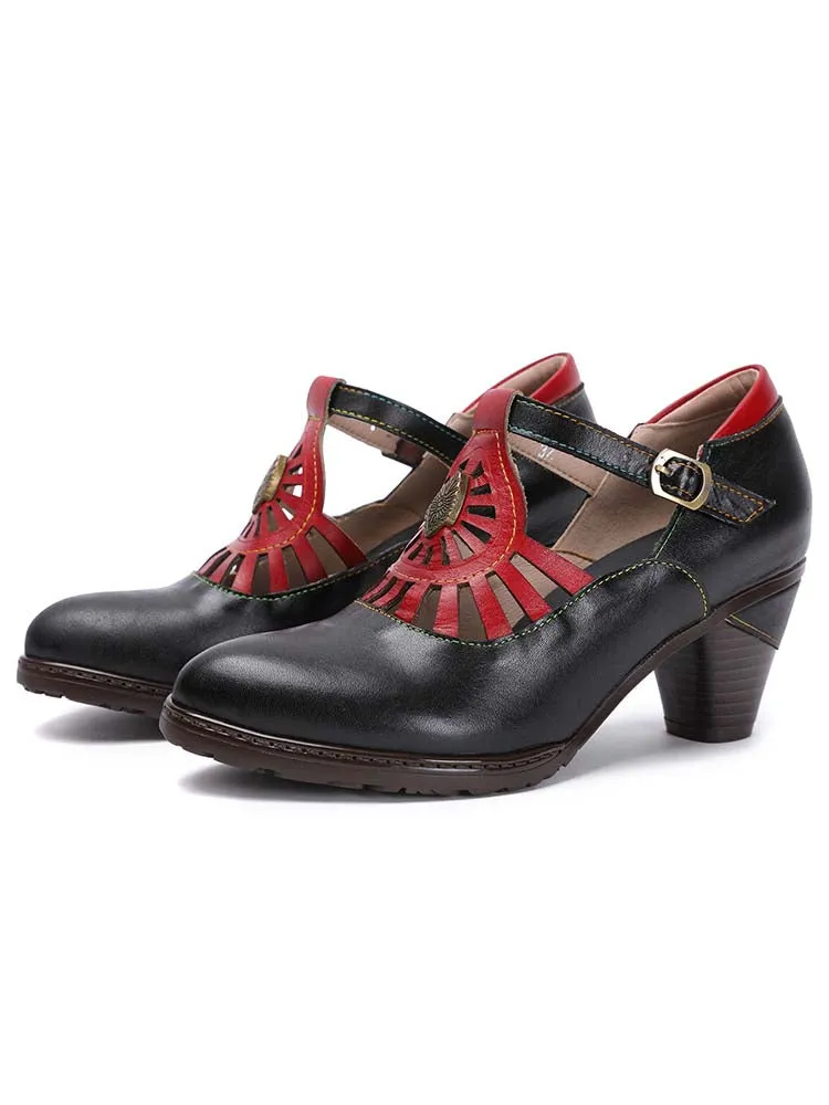 Retro Leather Grace Adjustable Belt Shoes