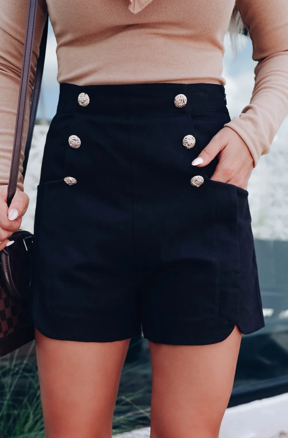 Retro Nautical Shorts - Black