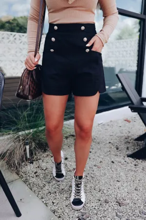 Retro Nautical Shorts - Black