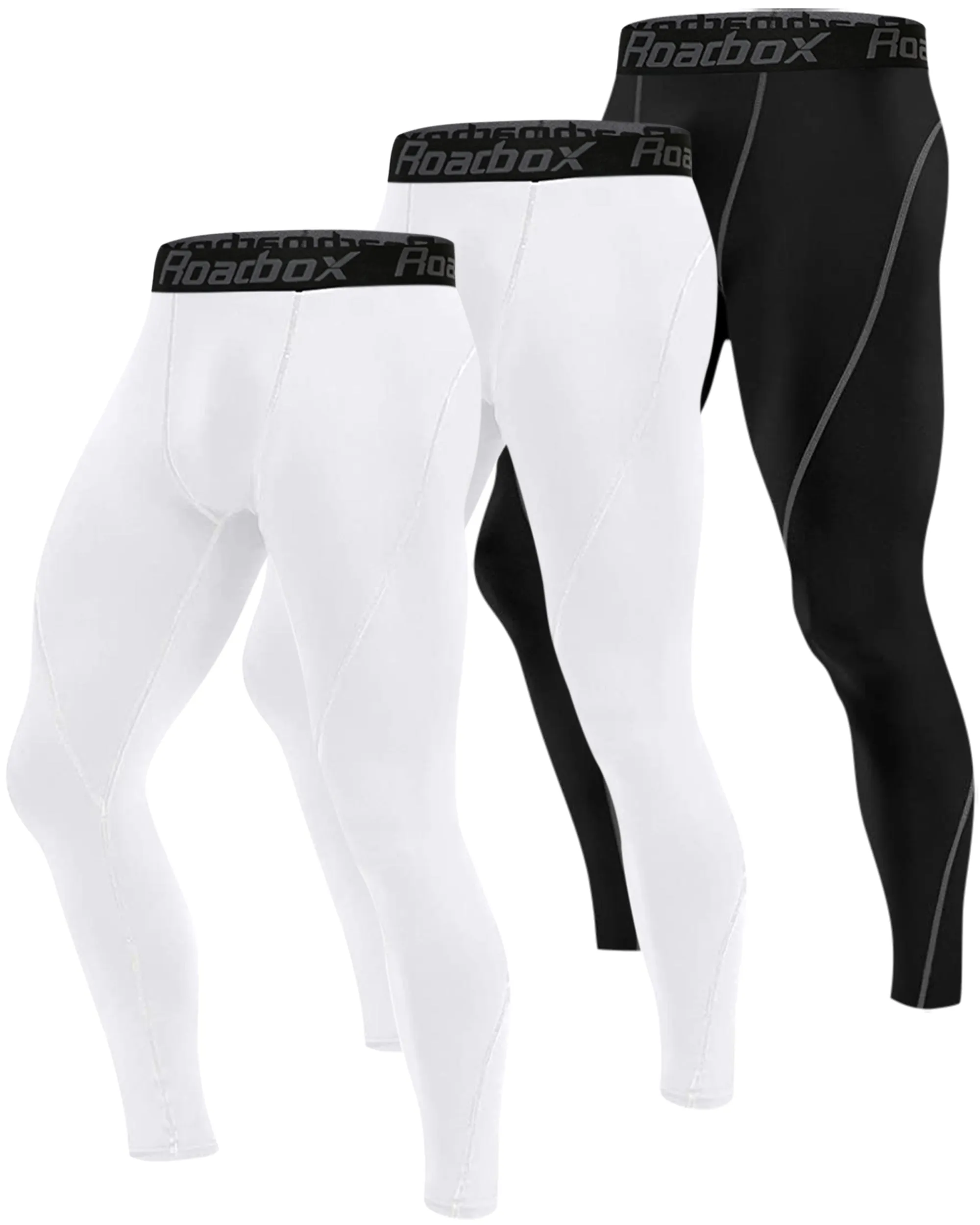 Roadbox 3 Pack Men's Compression Pants Base Layer Tights Leggings