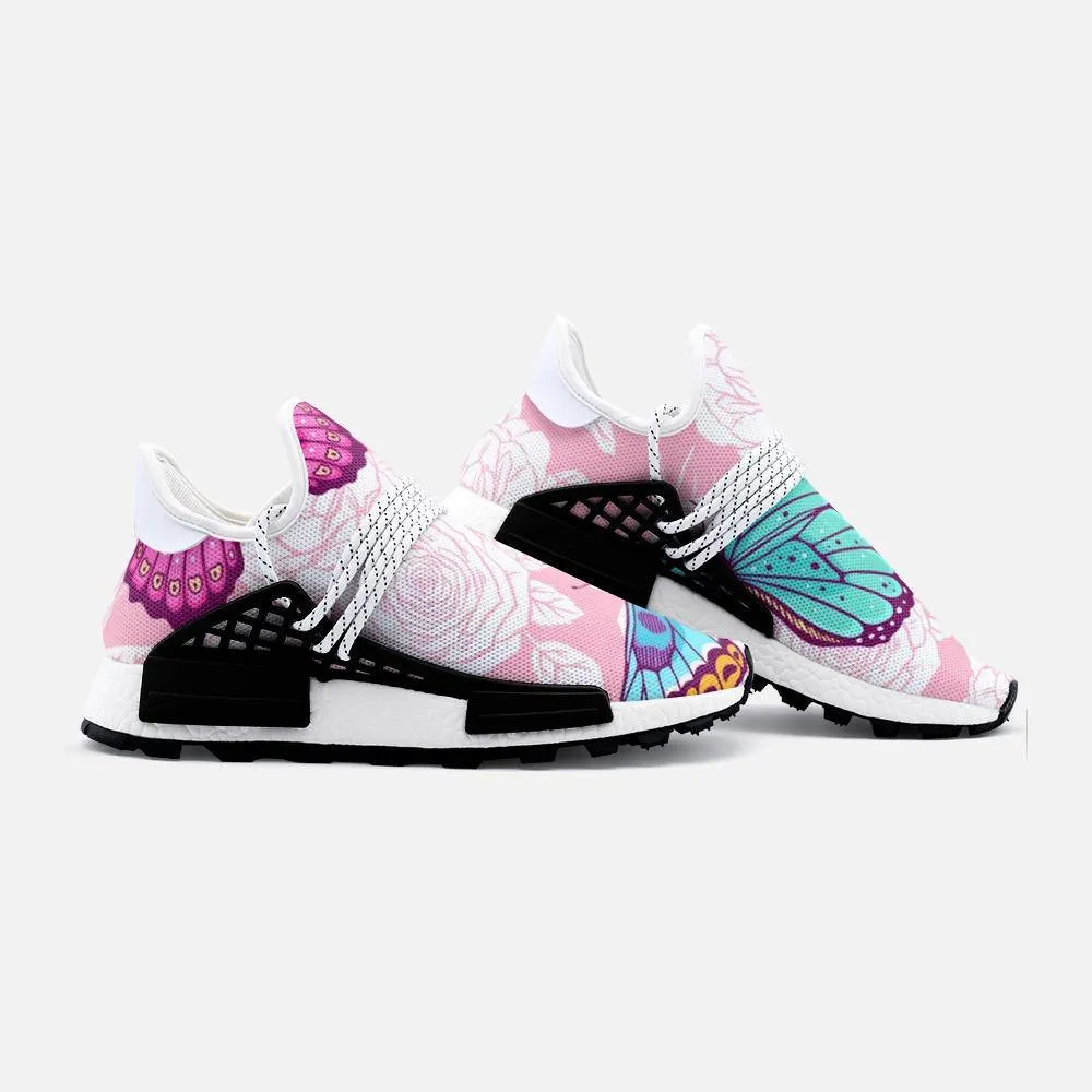 roses and colorful butterflies. Unisex Lightweight Custom shoes