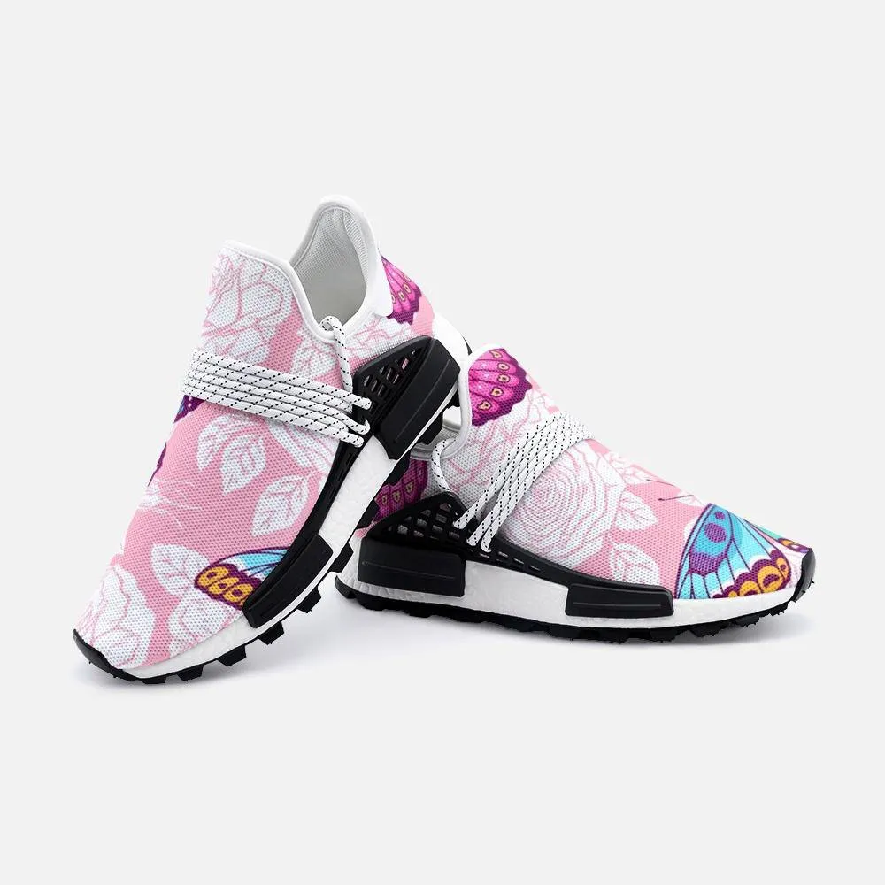 roses and colorful butterflies. Unisex Lightweight Custom shoes
