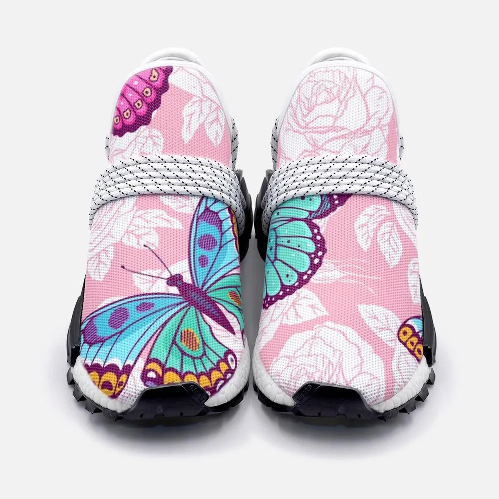 roses and colorful butterflies. Unisex Lightweight Custom shoes