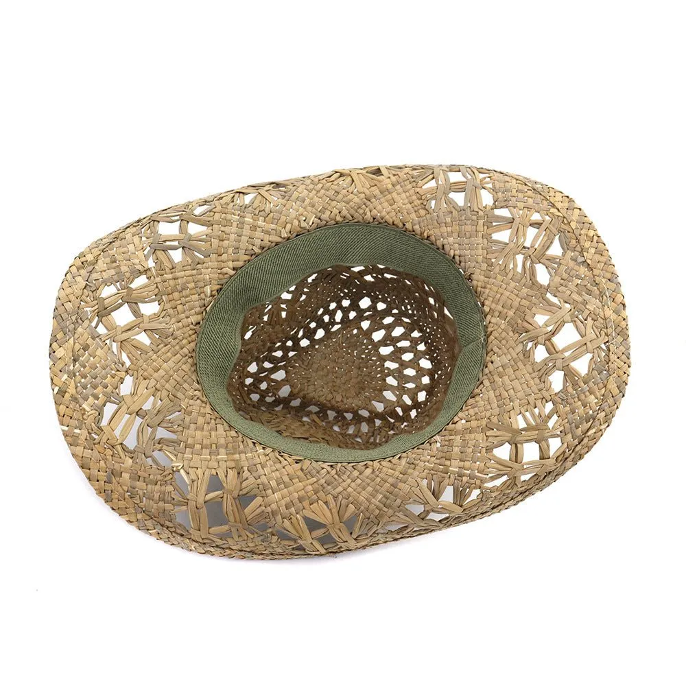 Rustic Charm: Handmade Cowboy Hat from Natural Salt Grass
