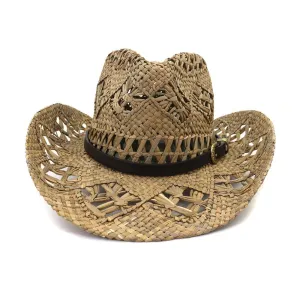 Rustic Charm: Handmade Cowboy Hat from Natural Salt Grass
