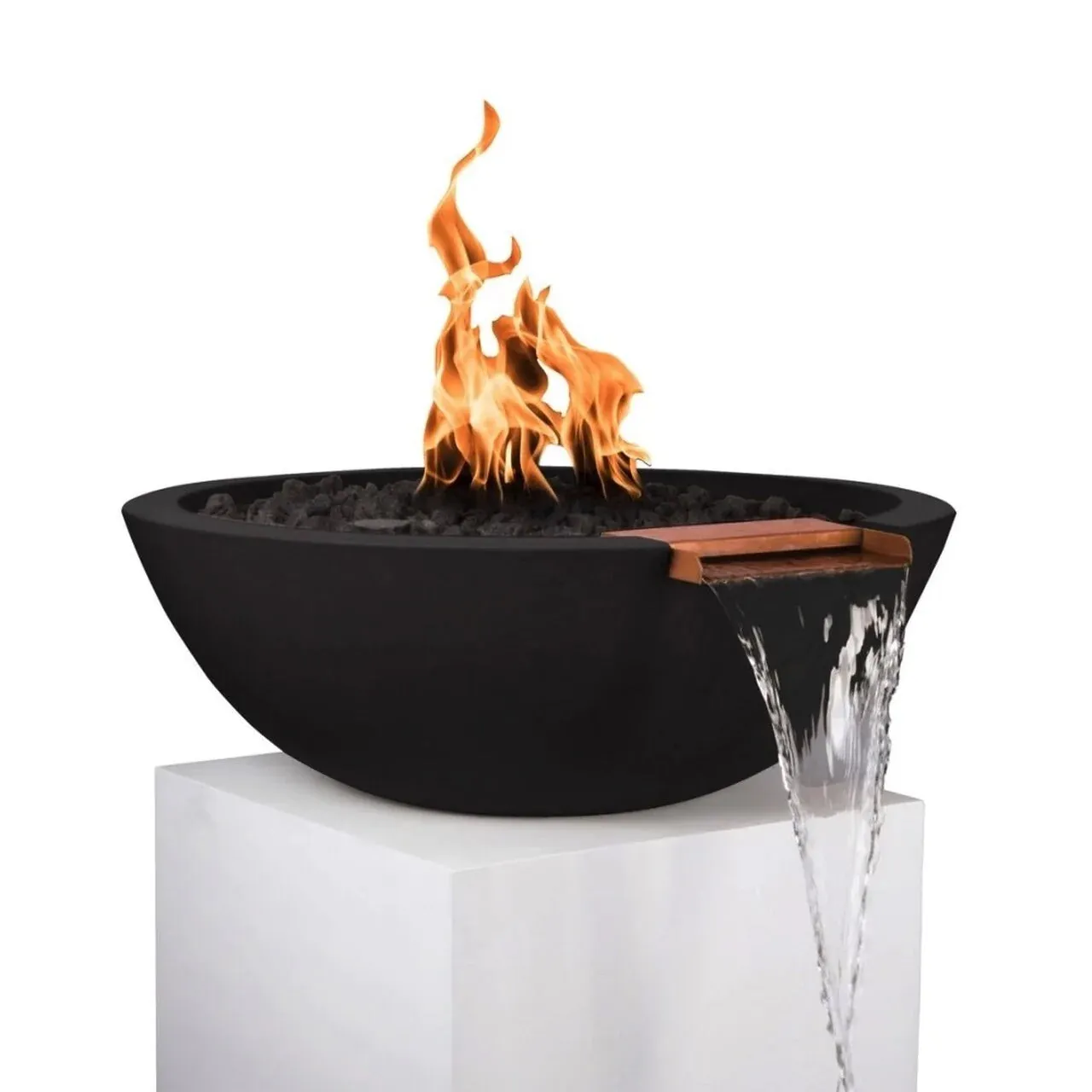 Sedona Round Fire & Water Bowl 33" w/ Coppwer Spillway