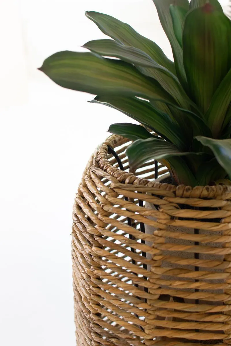 Set of 2 Woven Seagrass Barrel Planters