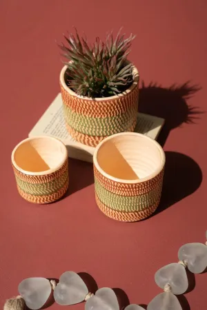 Set of 3 Small Painted Terracotta Planters (Pack of 2)