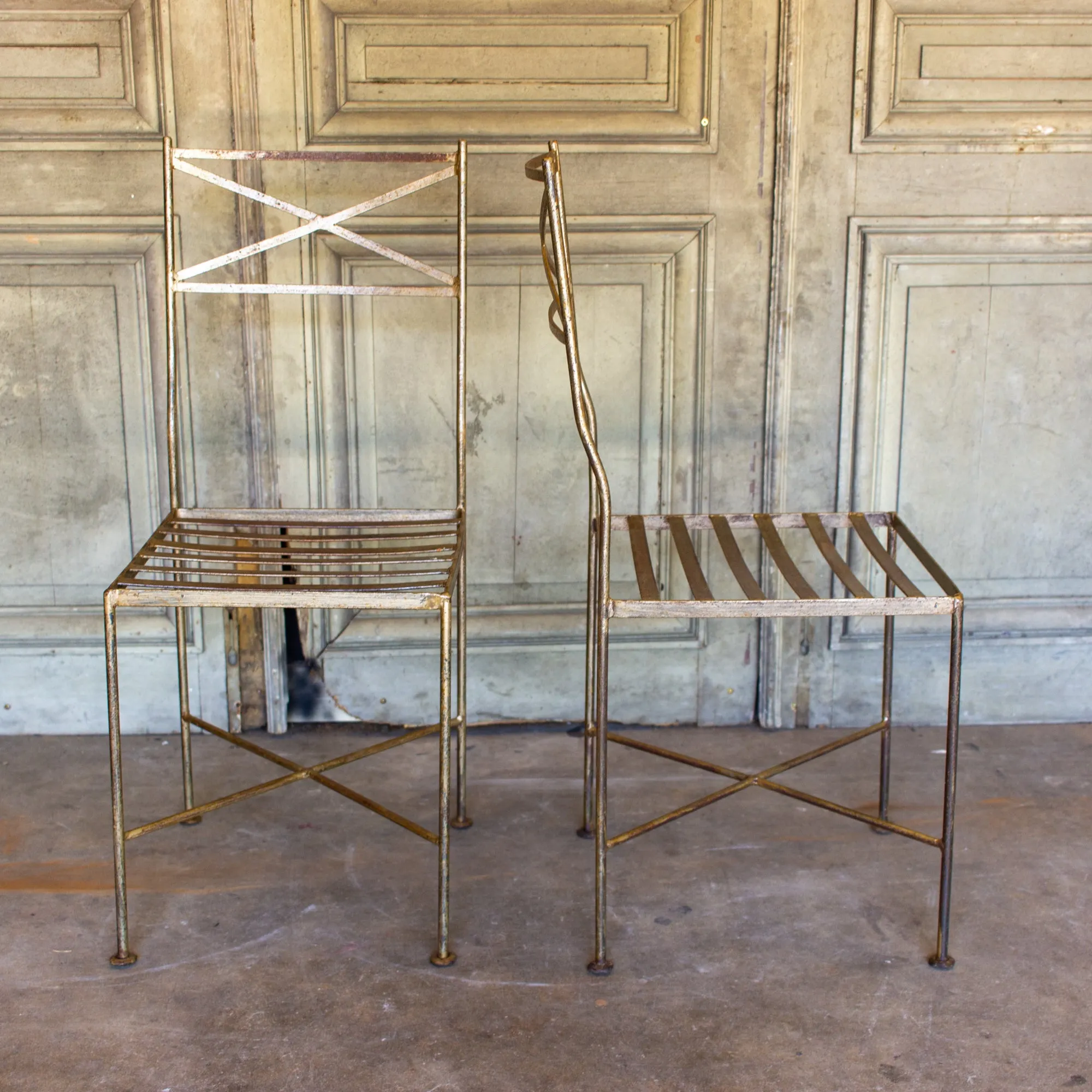 Set of Eight Handcrafted Belgian Iron Chairs