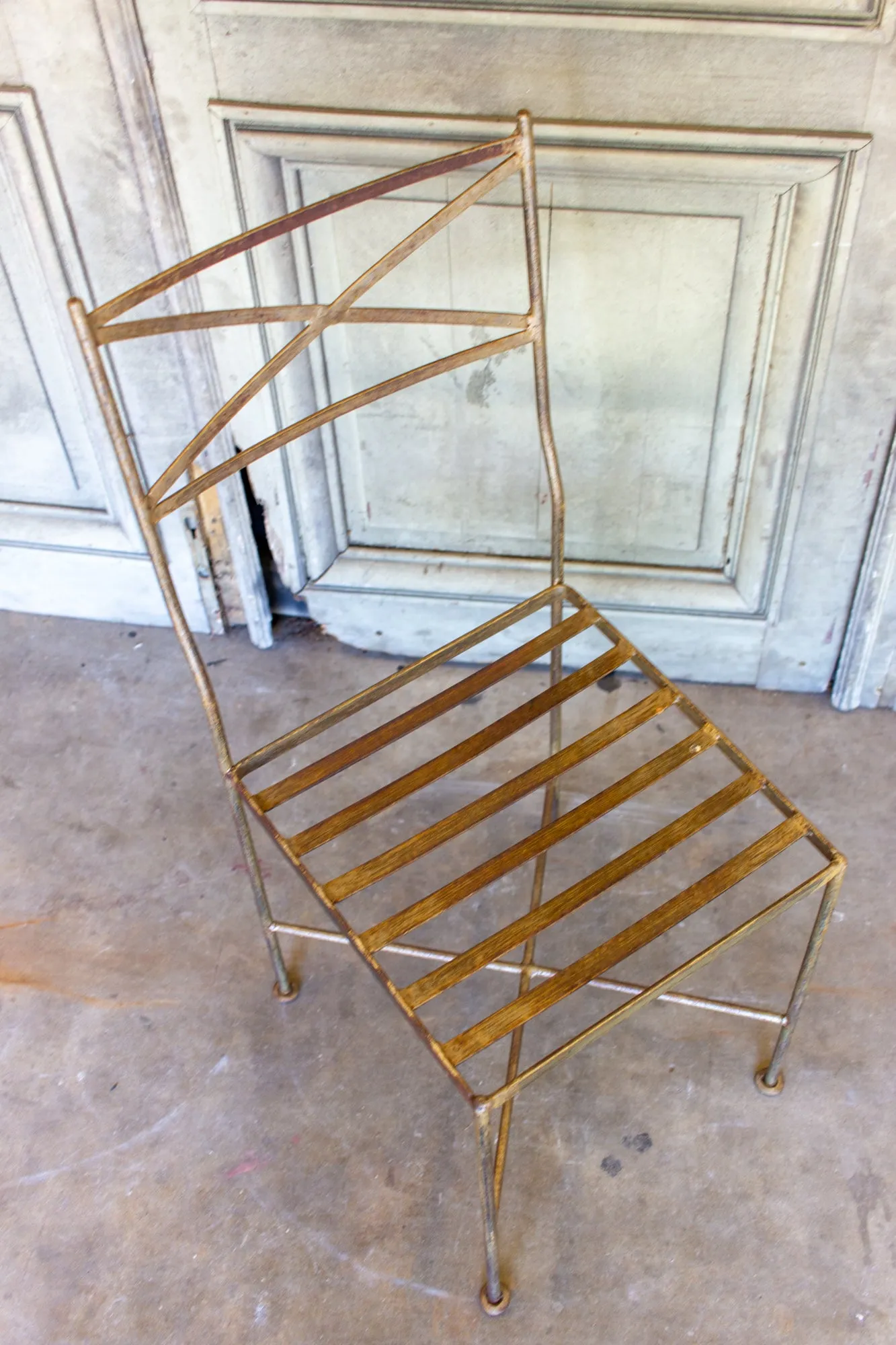Set of Eight Handcrafted Belgian Iron Chairs