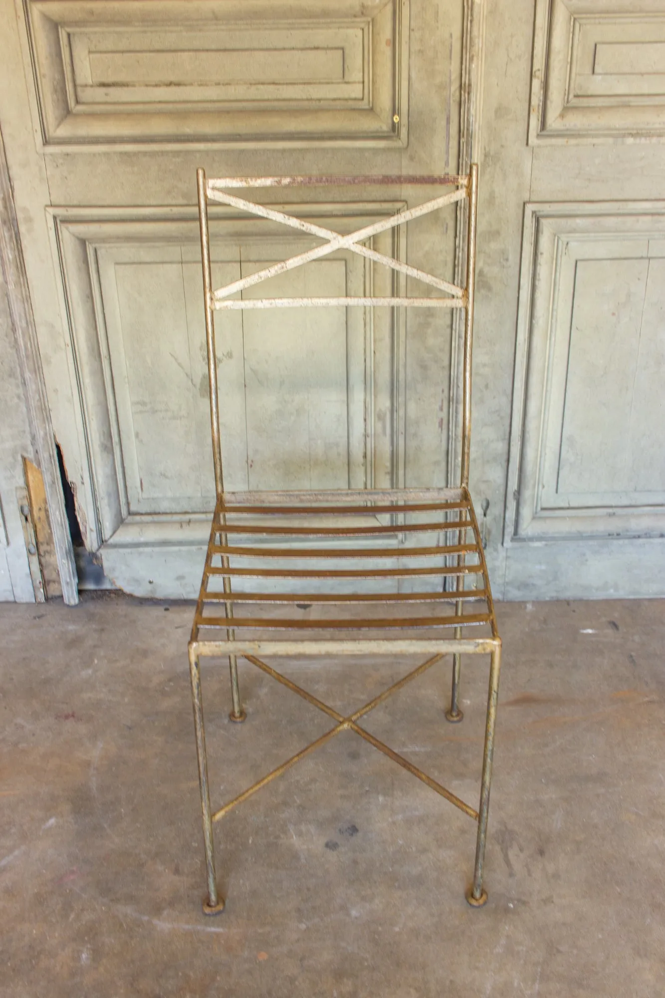 Set of Eight Handcrafted Belgian Iron Chairs