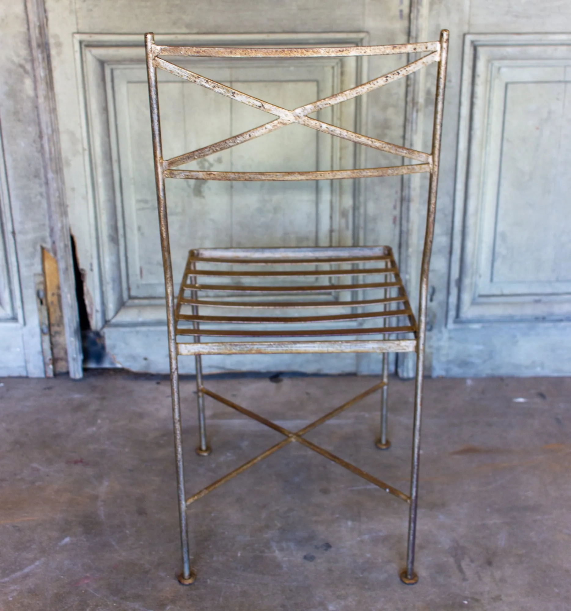 Set of Eight Handcrafted Belgian Iron Chairs