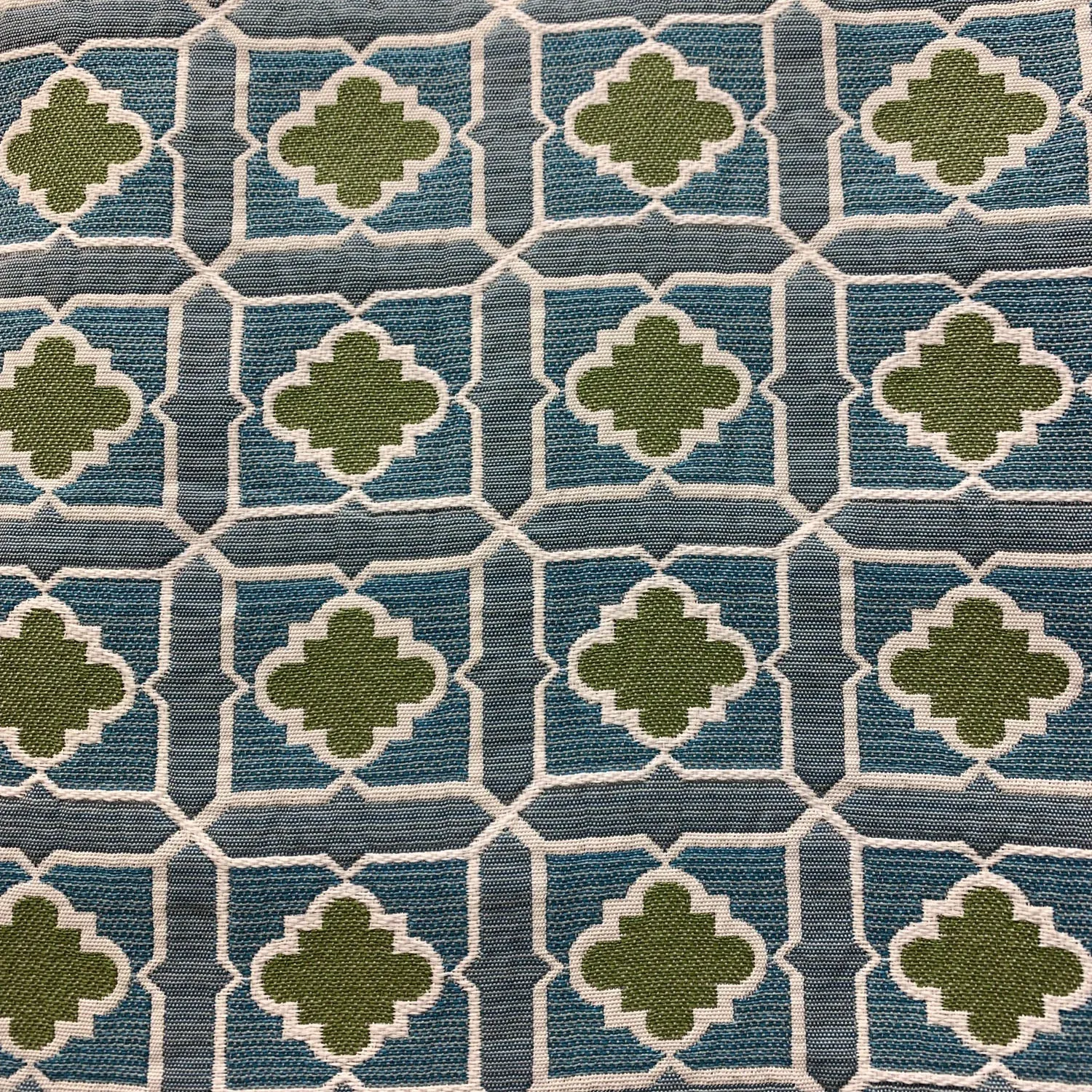 Shamrock Gem Blue, Green Geometric Luxury Outdoor/Indoor Throw Pillow