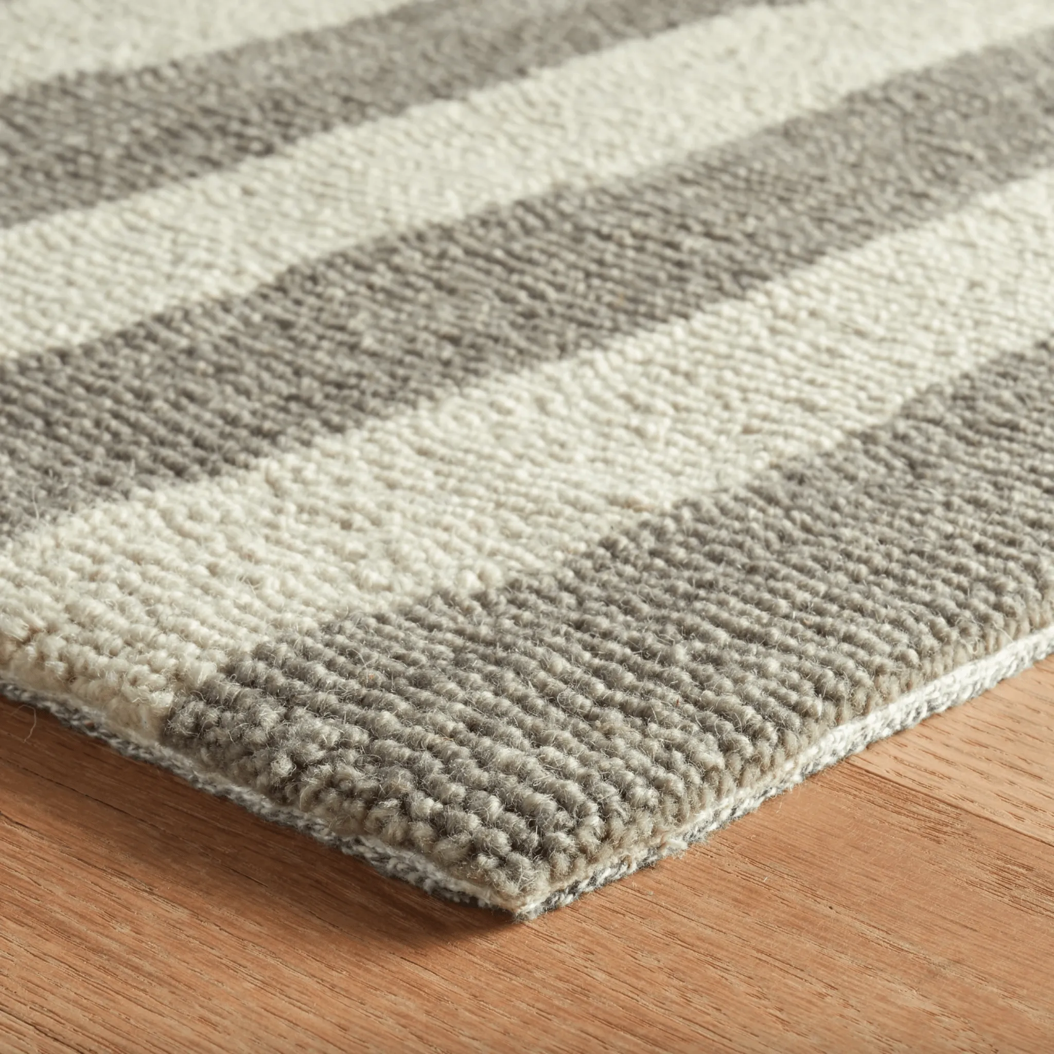 Silas Stripe Grey Hand Micro Hooked Wool Rug
