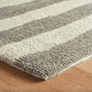 Silas Stripe Grey Hand Micro Hooked Wool Rug