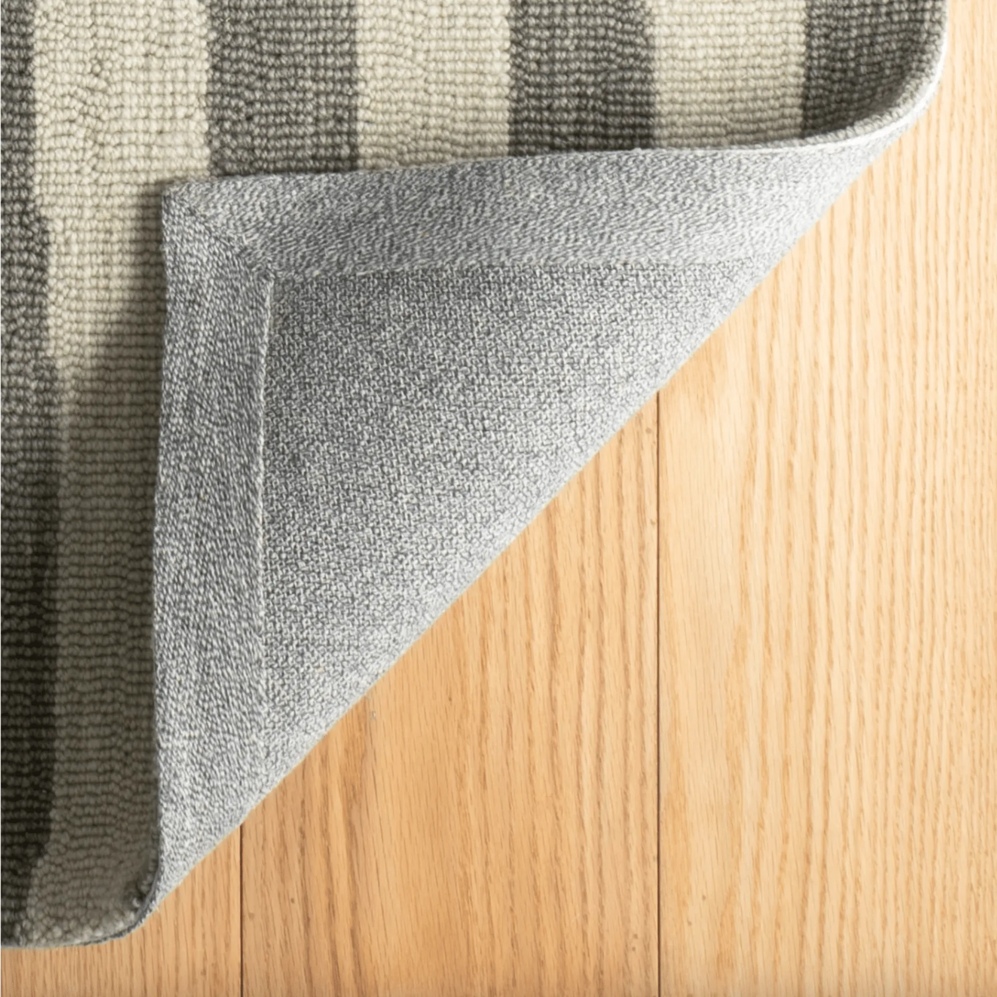 Silas Stripe Grey Hand Micro Hooked Wool Rug