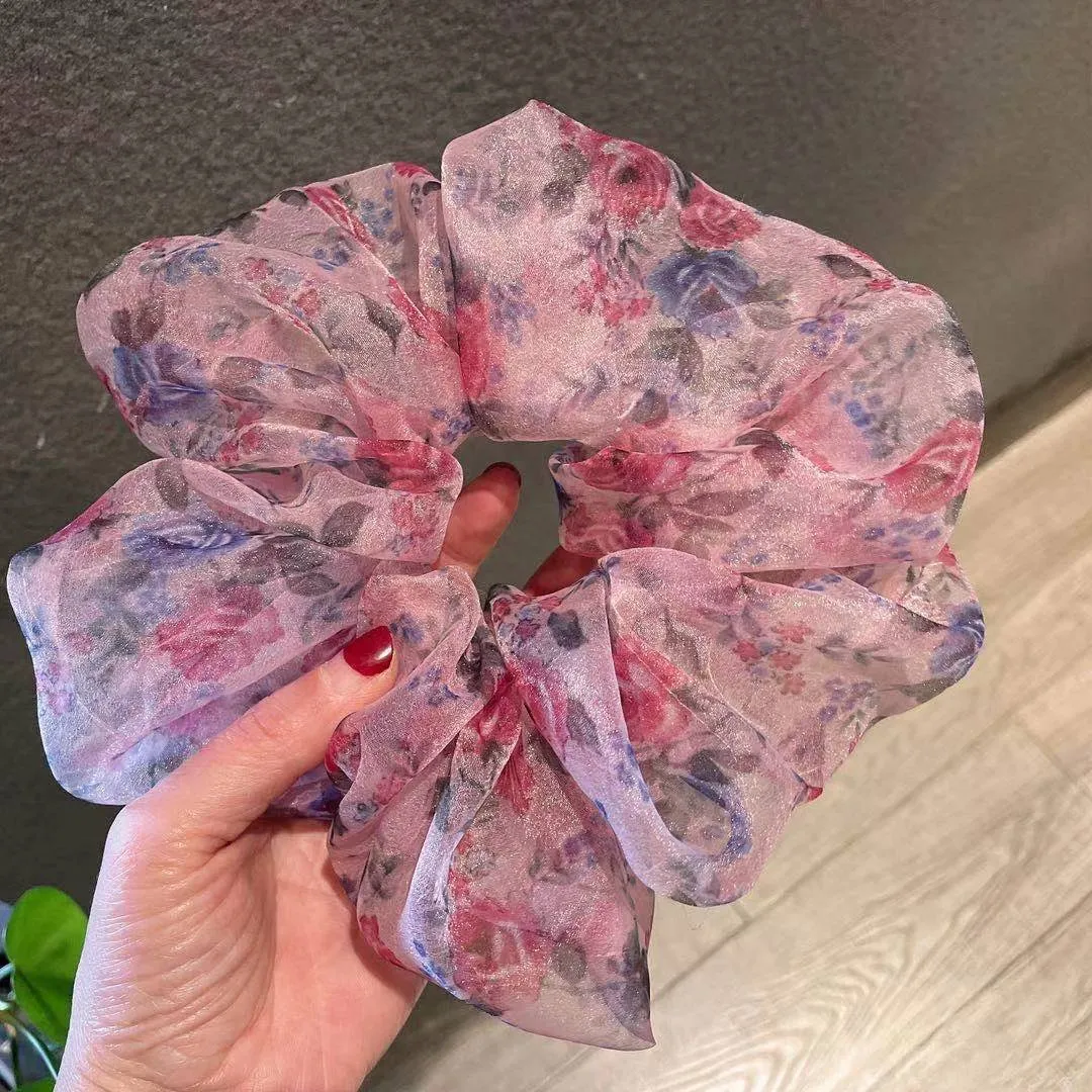 Silk Oversized Hair Scrunchies with Vibrant Colors and Fashionable Style