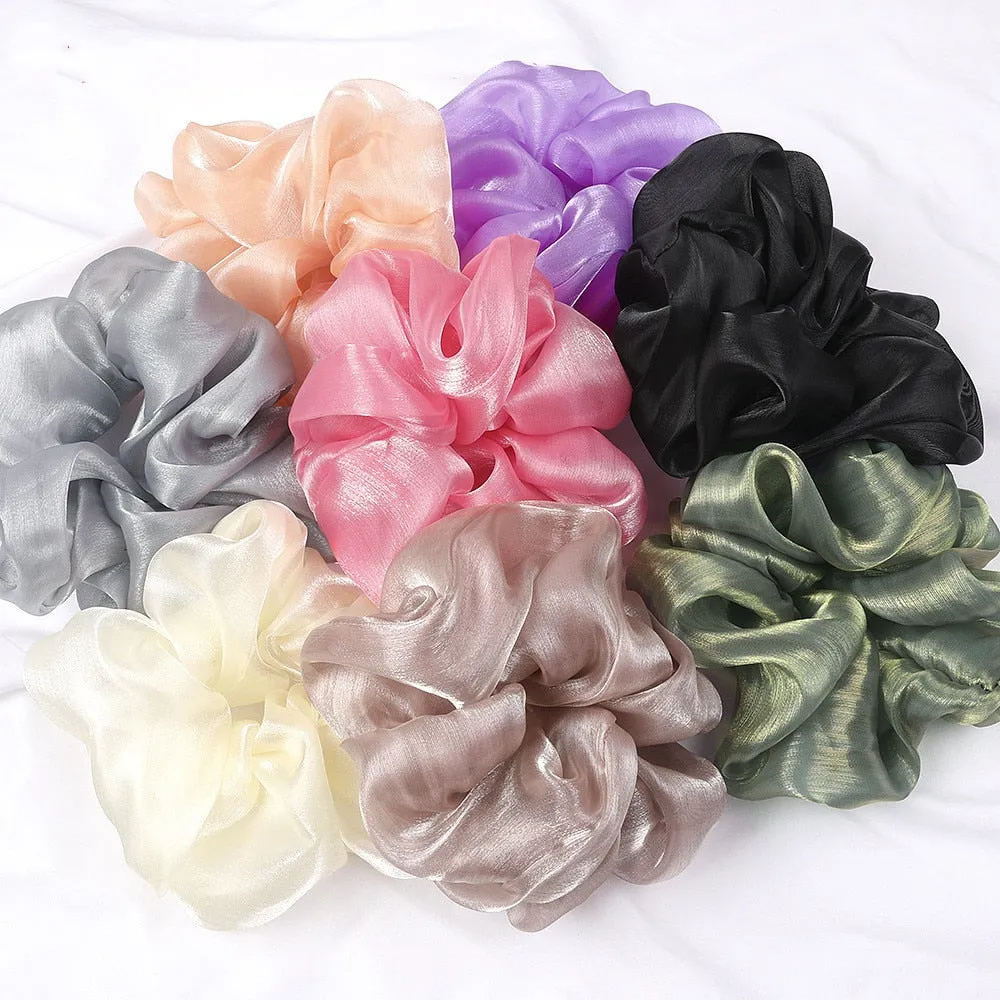 Silk Oversized Hair Scrunchies with Vibrant Colors and Fashionable Style