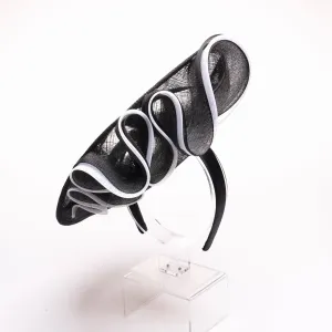 Sinamay Base Headband 2Tone: Black White