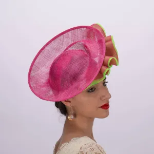 Sinamay Base Headband 2Tone: Fuchsia Apple Green