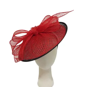 Sinamay Fascinator Headband: Black Red