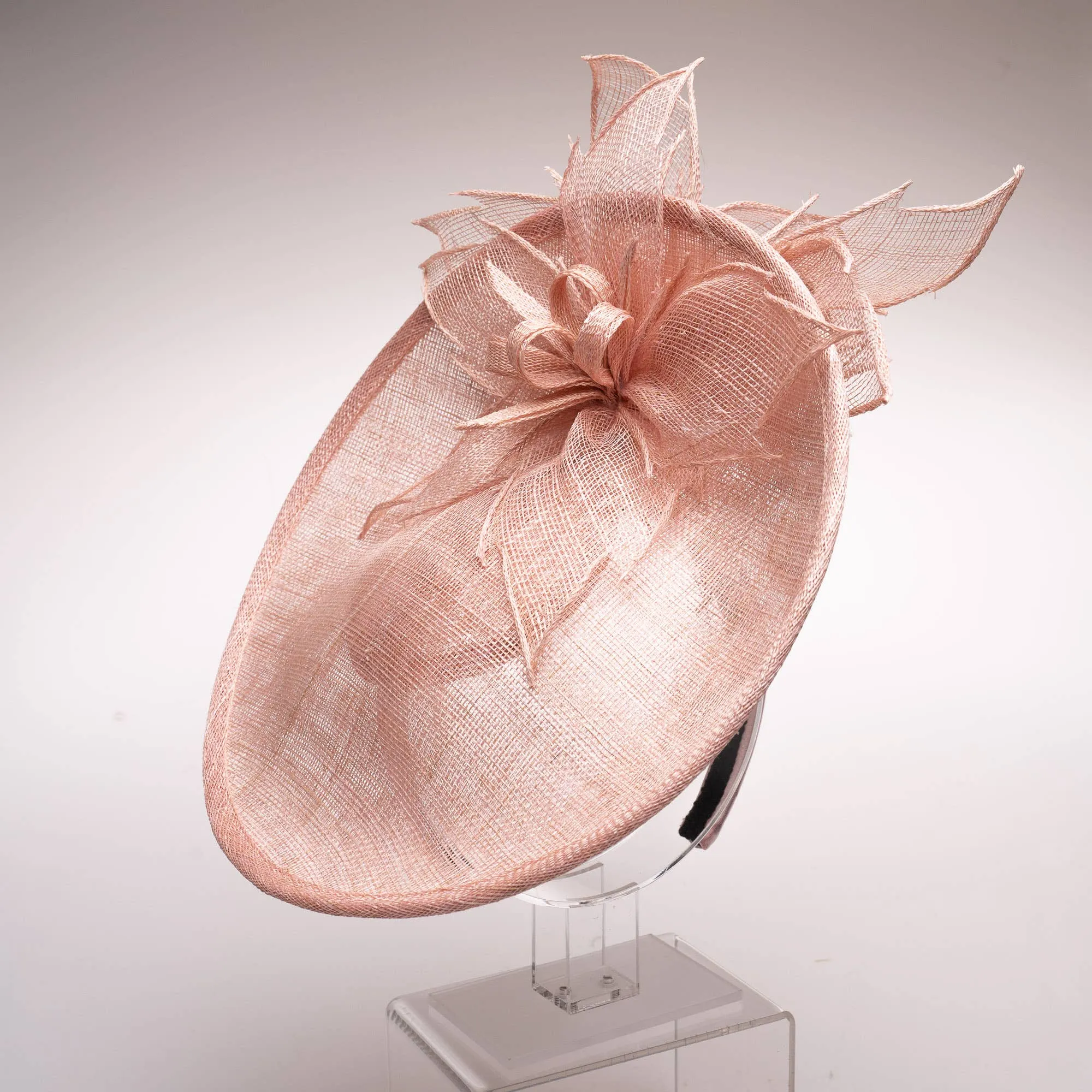 Sinamay Flower Top And Botton Saucer Fascinator: Light pink