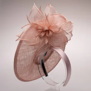 Sinamay Flower Top And Botton Saucer Fascinator: Light pink