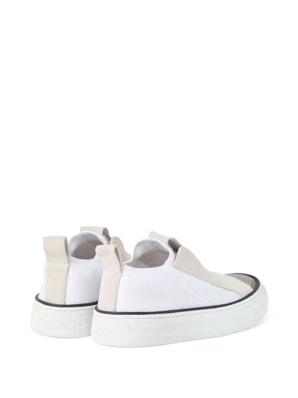 Slip on sneakers with shiny toe
