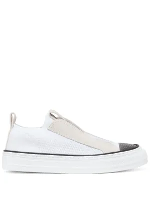 Slip on sneakers with shiny toe