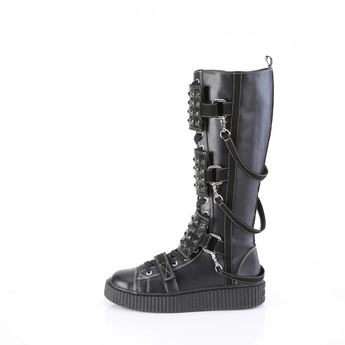 SNEEKER-410  Black Vegan Leather-Canvas