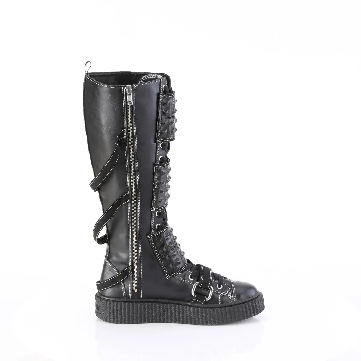 SNEEKER-410  Black Vegan Leather-Canvas
